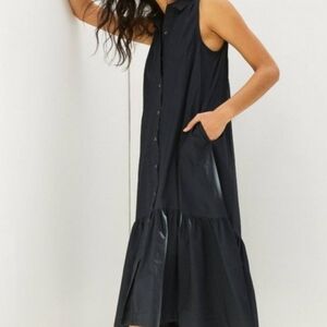 Maeve by Anthropologie Paola Flounced Midi Dress Navy Size S Small